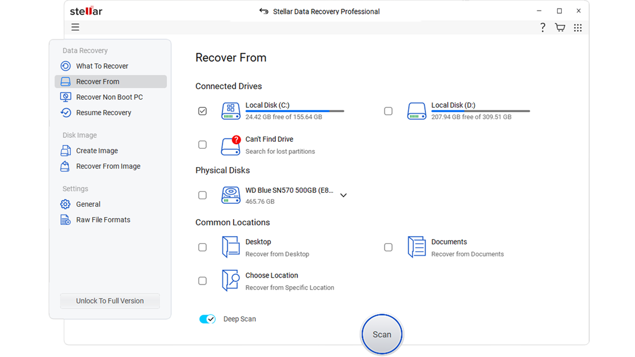 Deep Scan - Logiciel de récupération de données Stellar