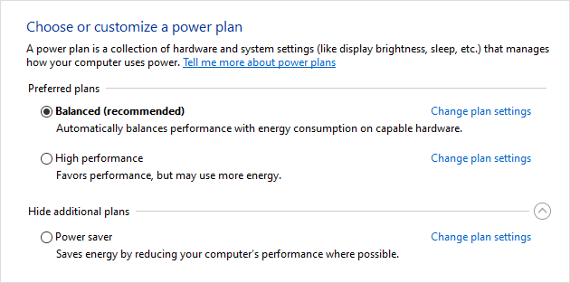 modifier les paramètres du plan