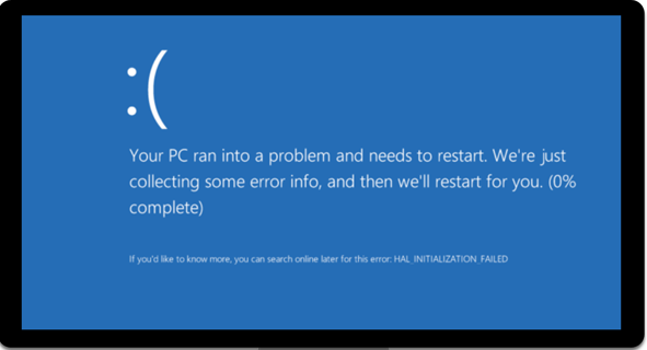 L'ordinateur a rencontré un problème et doit être redémarré