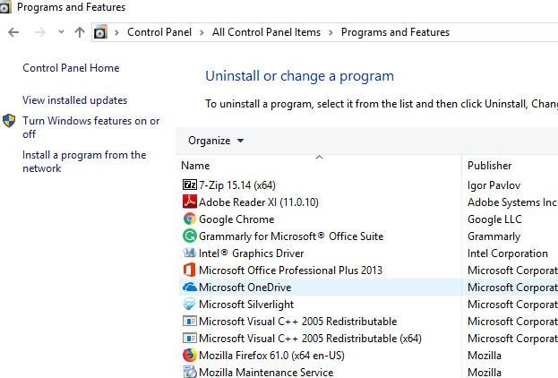 désinstaller ou enregistrer le programme