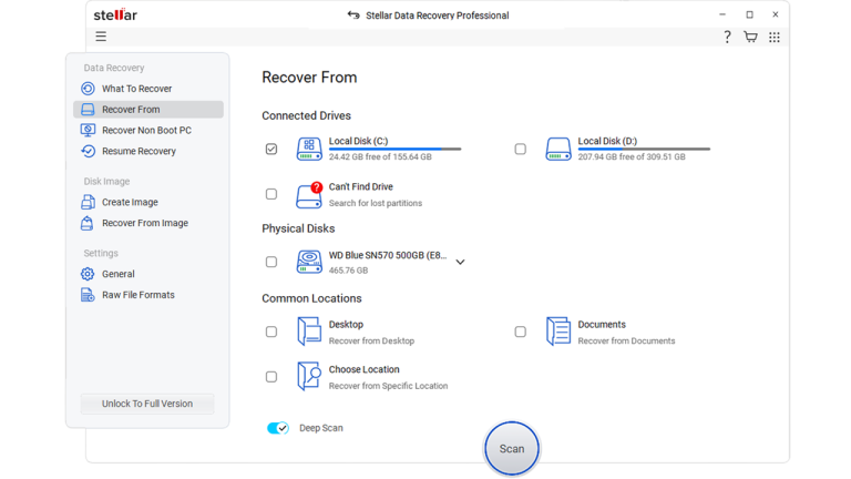 Deep Scan - Logiciel de récupération de données Stellar