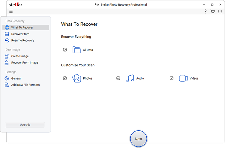 Stellar Photo Recovery Professional – Quels fichiers récupérer ?