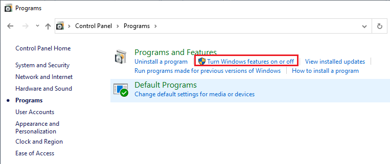 Activez ou désactivez les fonctions de Windows