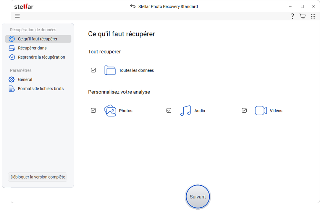 Sélectionner le type de données