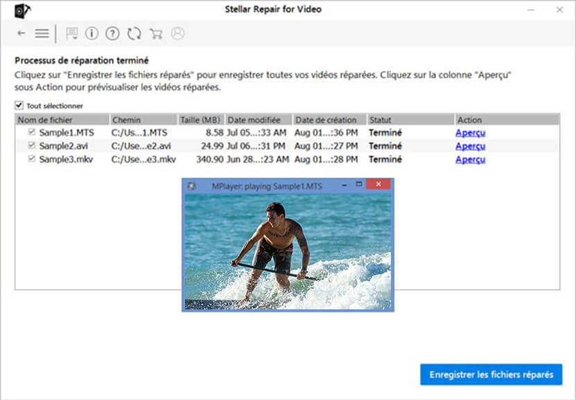 Sélectionnez Sauvegarder les fichiers réparés