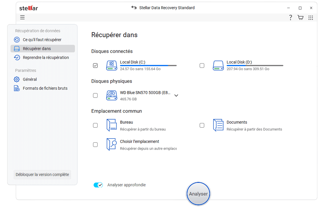 Sélectionnez Récupérer à partir de